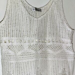 Nali Collection White Knit, Lace Crochet Vest

Sleeveless Top